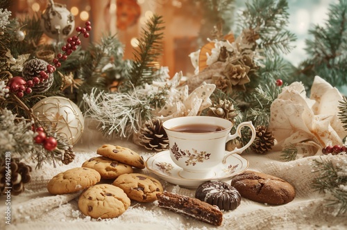 Wallpaper Mural Black tea served with biscuits Torontodigital.ca