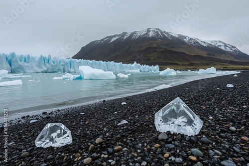 Glacier lagoon with sparkli...