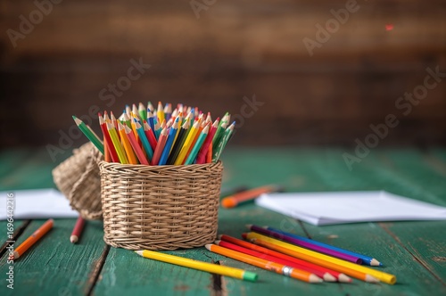 Vibrant markers inside a wo...