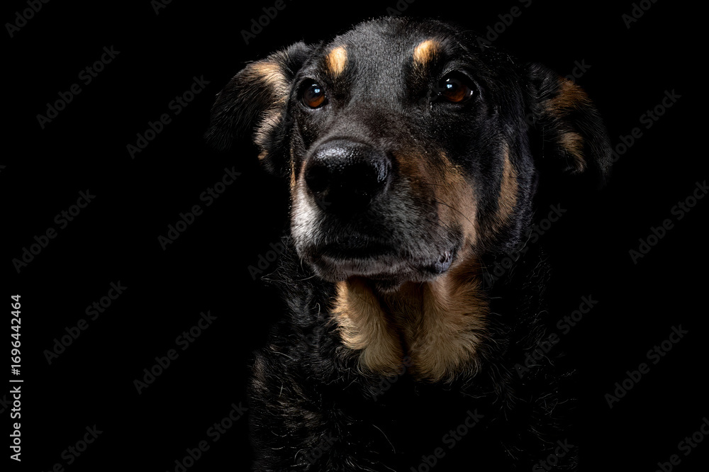 Obraz premium Mutt portrait on black background