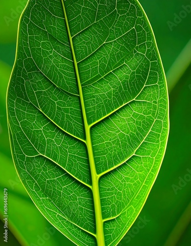 Close-up of vibrant green leaf, intricate veins