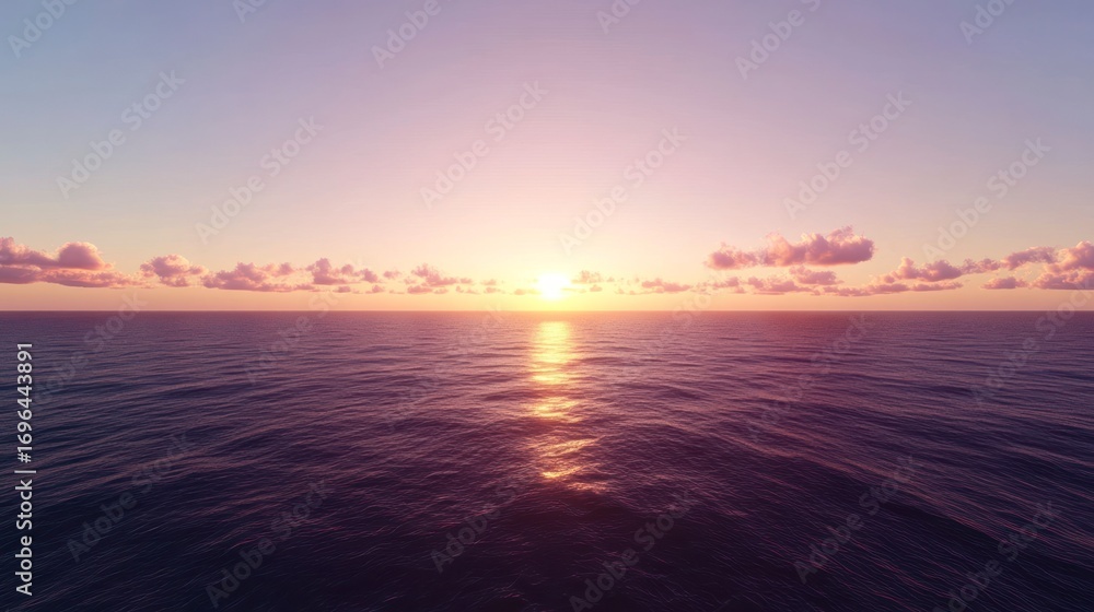 Naklejka premium Serene sunset over calm ocean