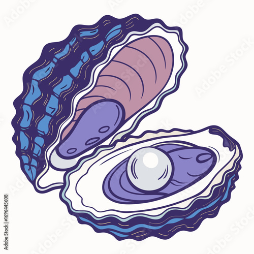 Open oyster with a pearl inside