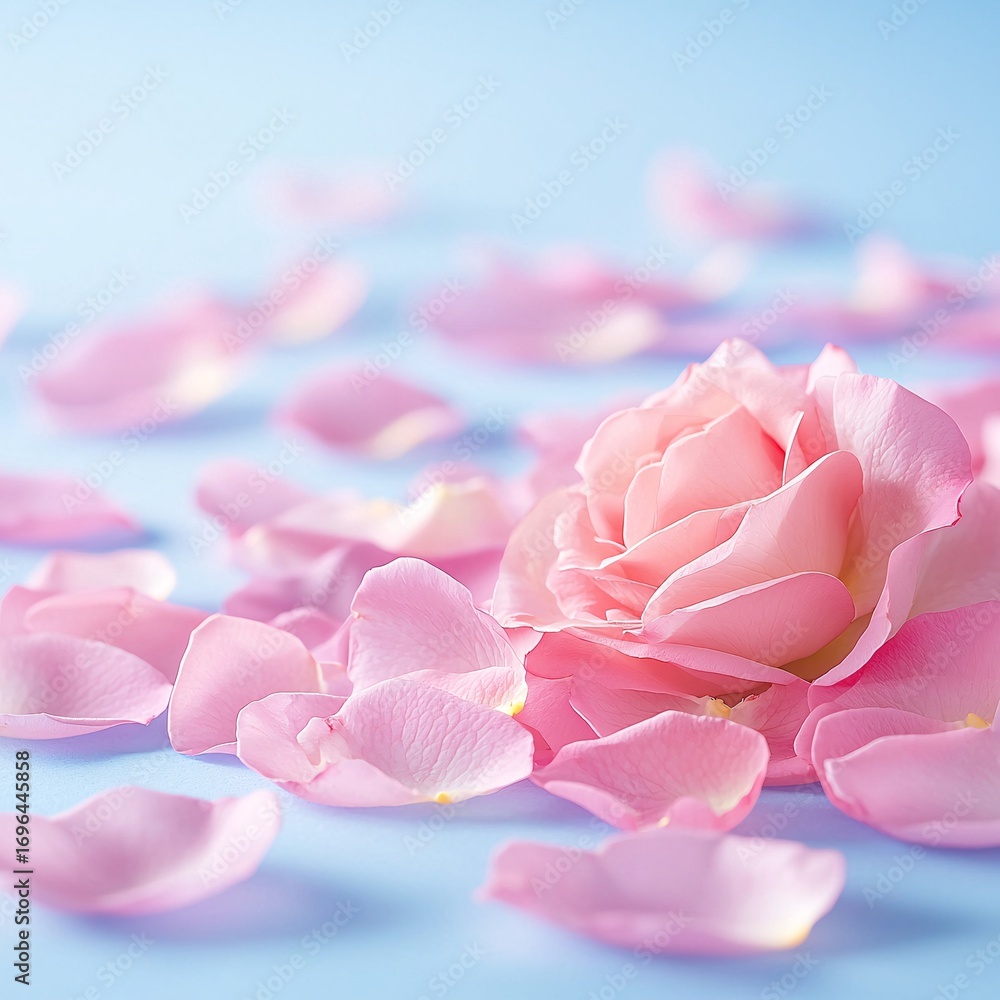 Obraz premium Romantic scene with pink rose petals