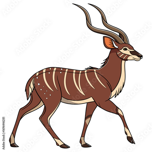 Illustration of a bongo antelope walking