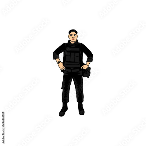 a handsome man standing with his hands on his hips vector illustration