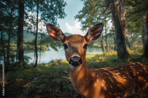 Graceful doe amidst woodlan...