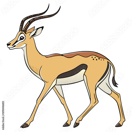Illustration of a gazelle walking isolated on a