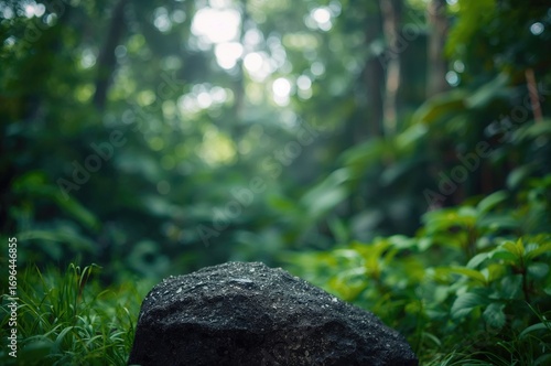 Dark stone in sharp focus a...