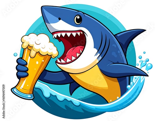 Cartoon shark with beer