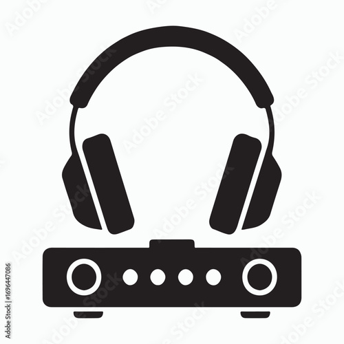 Headphone amplifier audio device solid icon
