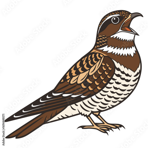 Brown bird with open beak