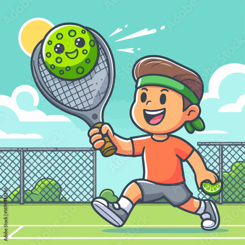 boy playing tennis