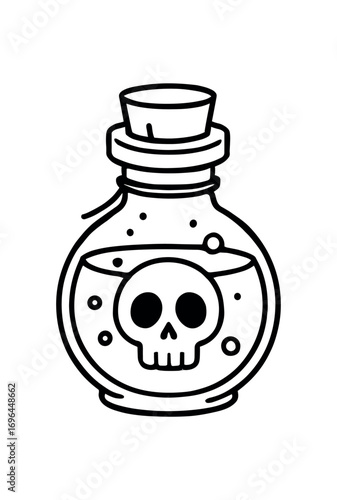 vector line illustration potion bottle halloween isolated on white background
