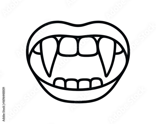 vector line illustration vampire fang halloween isolated on white background