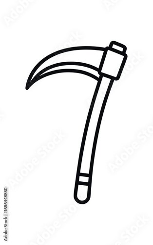 vector line illustration scythe halloween isolated on white background