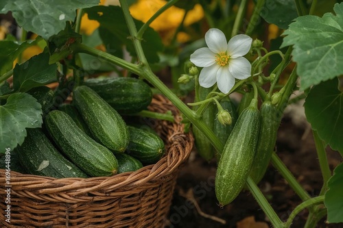 Basket filled with fresh cu...