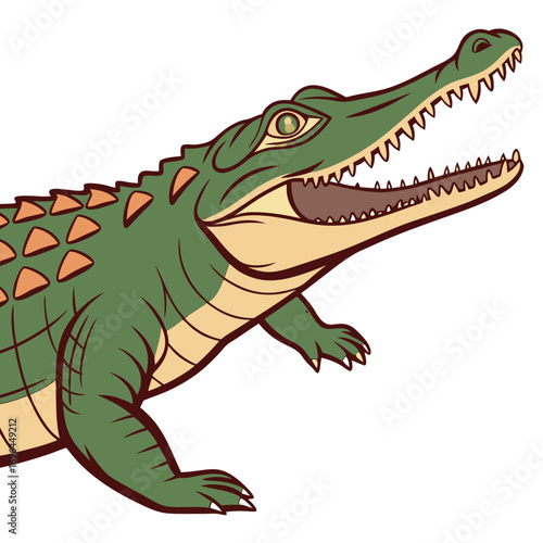 Cartoon alligator with open mouth and sharp teeth