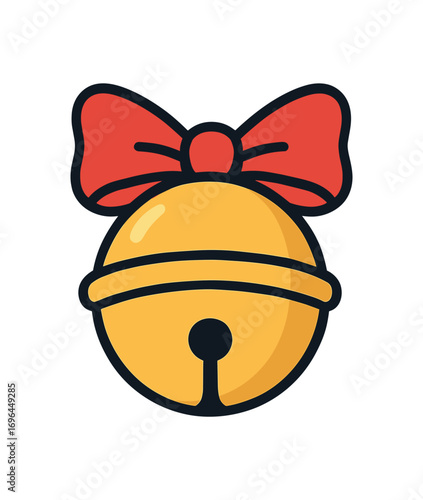 flat vector colored illustration jingle bell isolated on white background