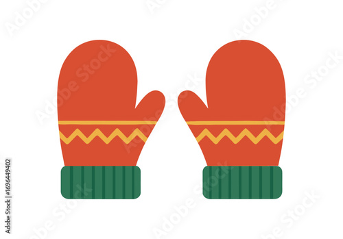 flat vector colored illustration mitten pair isolated on white background