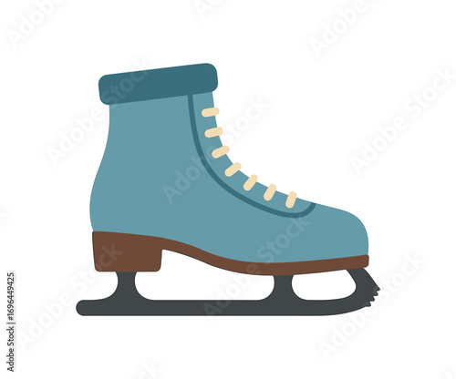 flat vector colored illustration ice skate isolated on white background