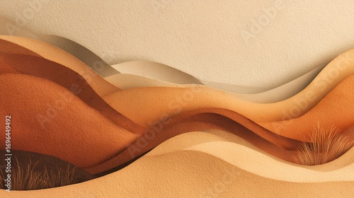 Abstract sand dunes with wavy layers of brown and beige shades background