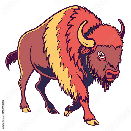 Stylized illustration of a bison walking