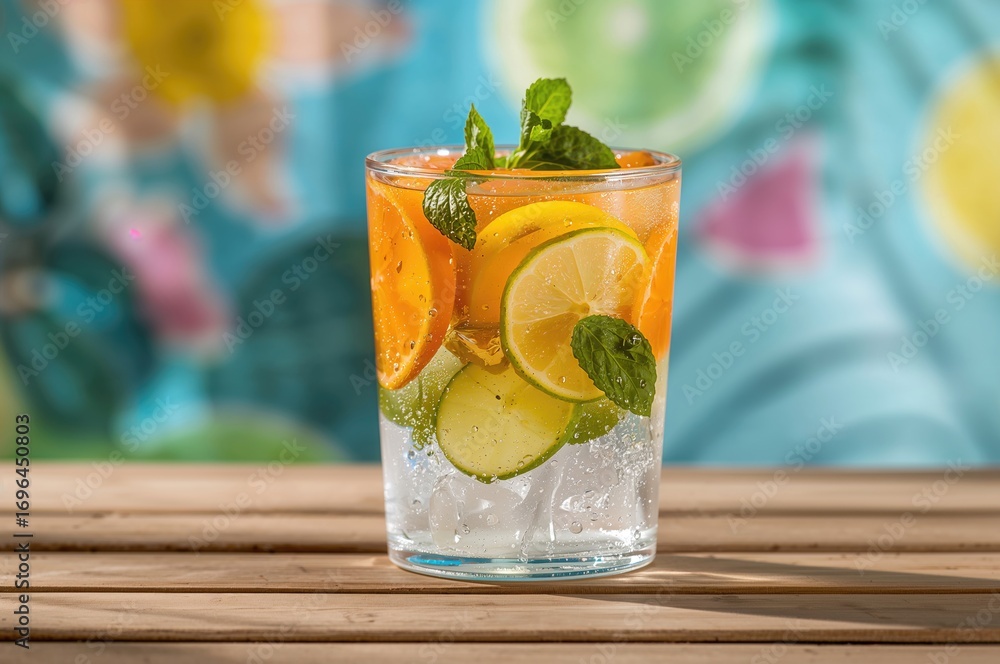 Fototapeta premium Refreshing Summer Beverage with Citrus-Infused Detox Water