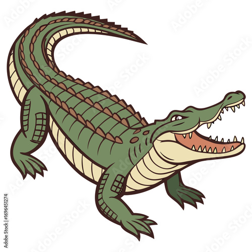 Green alligator with open mouth