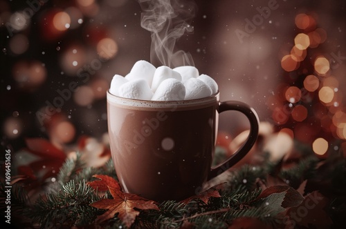 Warm chocolate milk topped ...
