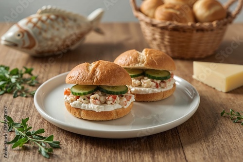 Tasty crab meat and cucumbe...