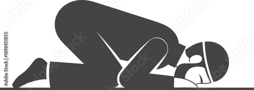 Vector art of muslim prayer position, a symbol of worship and faith