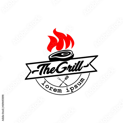 Badge logo for Grill Barbeque Restaurant Store Template 
