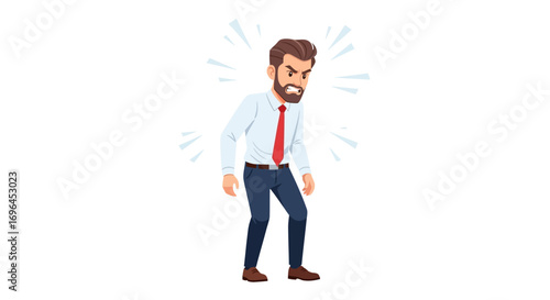 Frustrated man in business attire showing anger with clenched fists and intense expression.