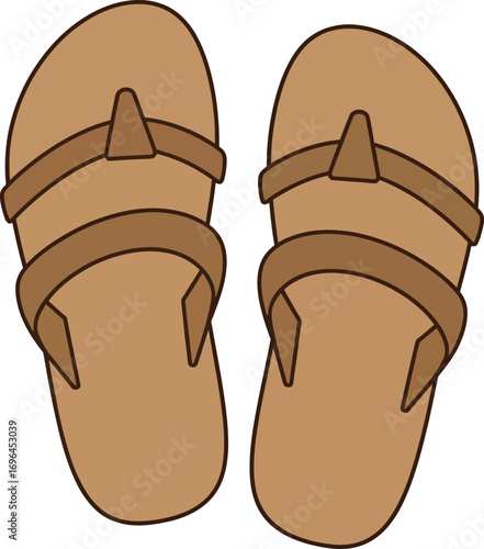 Vector art of pair of brown sandals, representing casual footwear