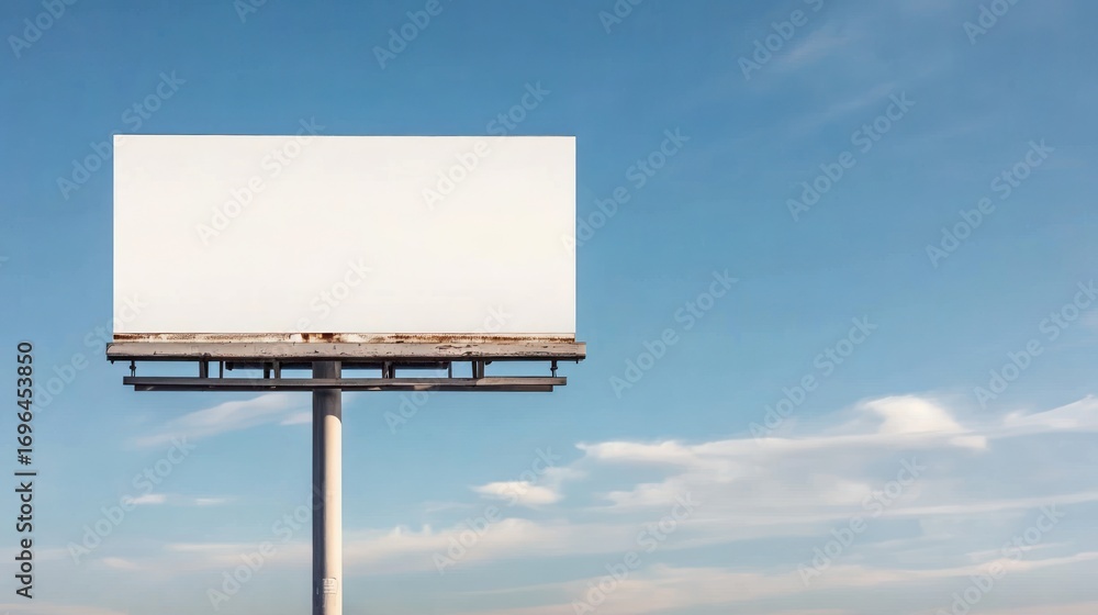 Obraz premium Blank billboard sign against blue sky with clouds