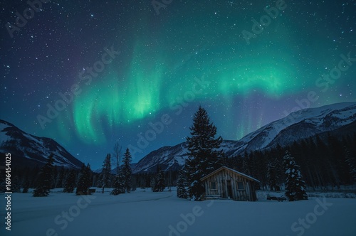 Cozy wooden hut amidst snow...