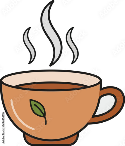 Illustration of a cup of hot tea with steam