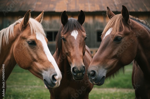 Close-up shots of three hor...