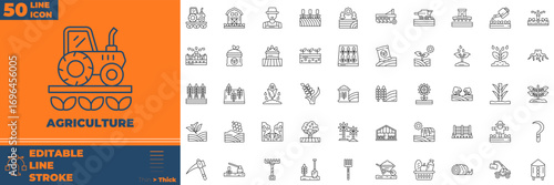 Agriculture Line Icon Set.