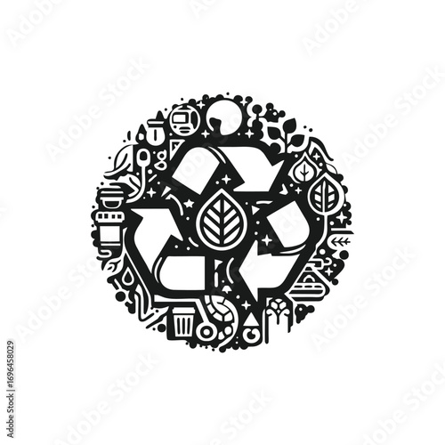 Circular recycling illustration with nature elements