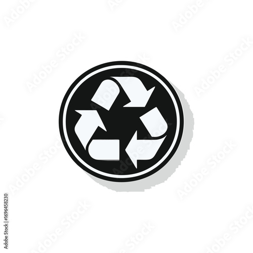 Circular recycling symbol with arrows on a white background