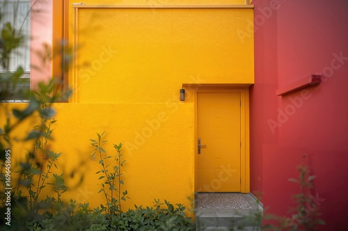 Vibrant Yellow Door Set Aga...