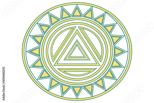 Geometric Mandala Design Featuring Triangles and Circular Patterns A Vector Illustration for Creative Projects