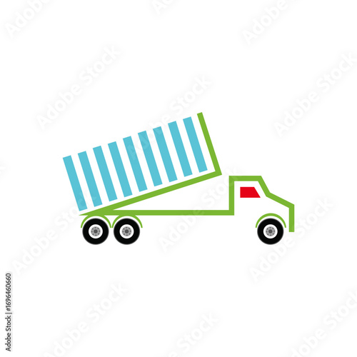 Fast Red Truck on the Road Express Delivery and Logistics Icon