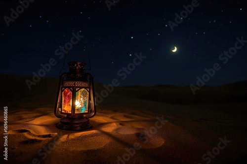 Vibrant lantern glowing on ...