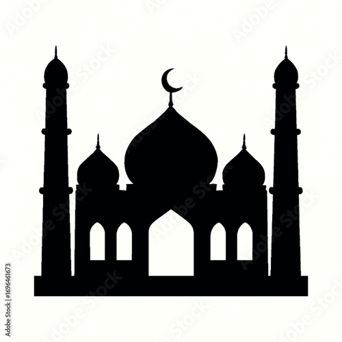 PrintSilhouette of a traditional islamic mosque with minarets and dome