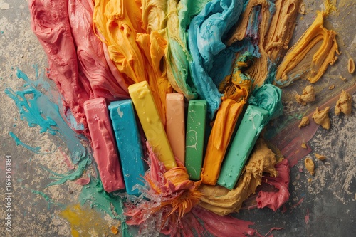 Vibrant clay sticks forming...