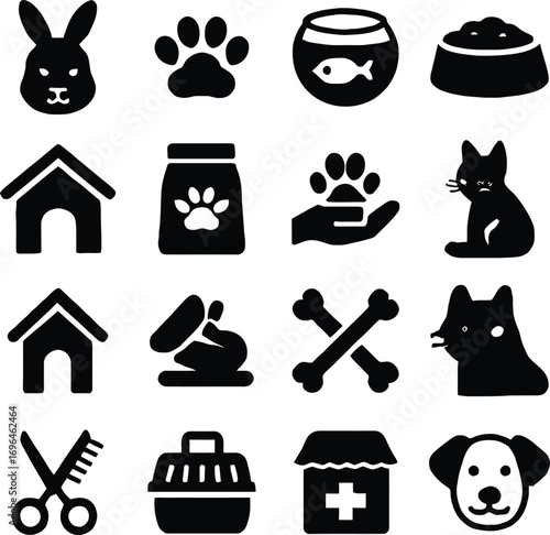 Adorable pet care veterinary icon bundle set for animal lovers and professionals