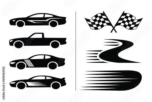 Decals, Motorsport Graphics, Automotive Illustration, Creative Vector Design Elements for Posters, Branding
